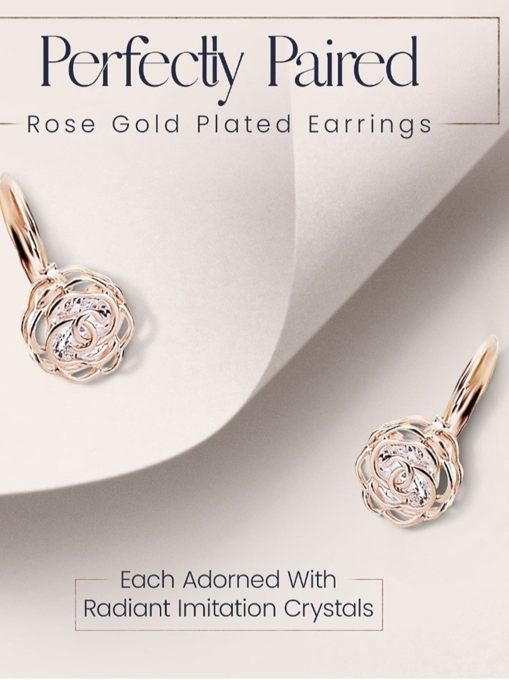 Rose Gold Floral Pendant Necklace and Earring Set - - Picture 2 of 6